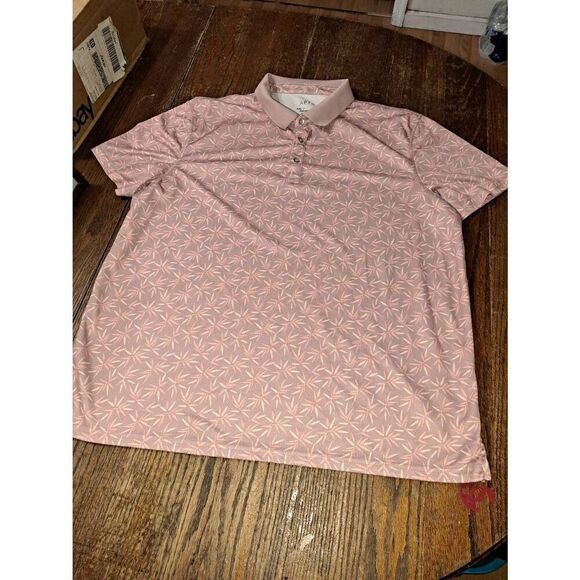 XXL Apt 9 Premier Performance Tropical Leaf Short Sleeve Pullover Polo Shirt - Picture 1 of 3